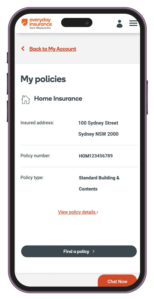 My Insurance Portal Mobile Screen
